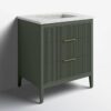Farmhouse Dark Olive Fluted Vanity for Small Bathroom