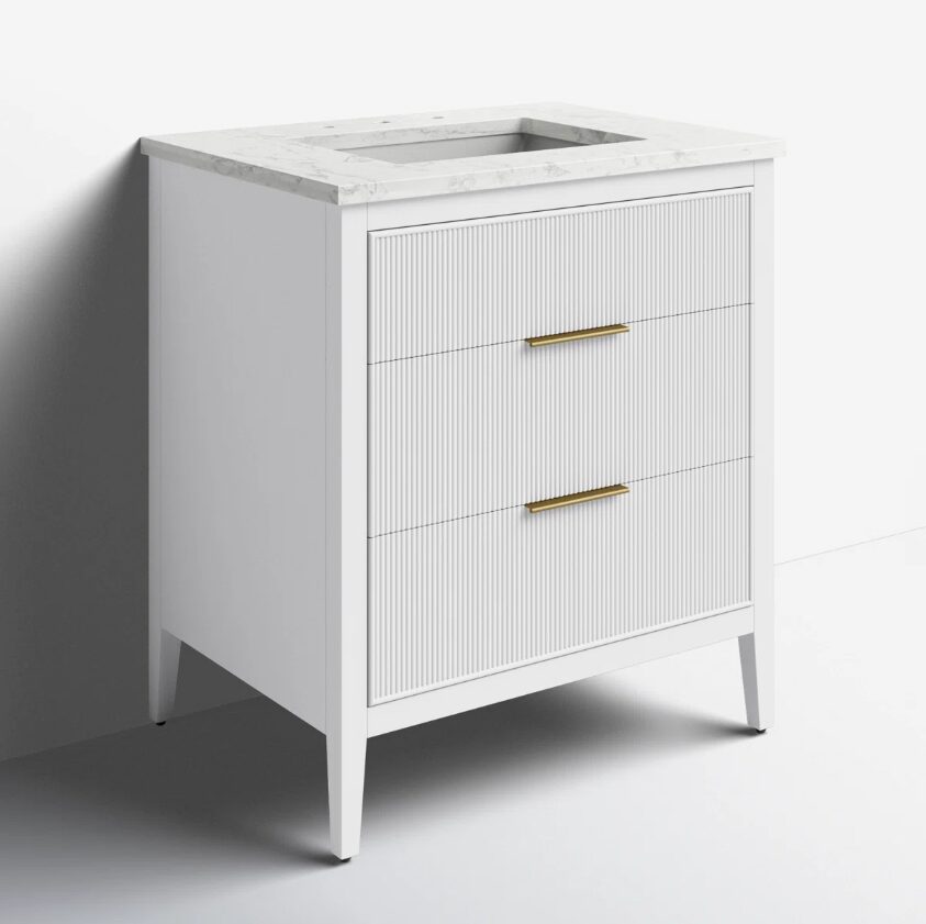 3 Coastal Bright White Fluted Vanity for Small Bathrooms