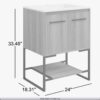 3 24 Inch Concrete Gray Industrial Freestanding Bathroom Vanity with Metal Frame