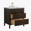 Fluted Walnut Vanity Cabinet with Marble Countertop