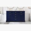 Transitional Navy Freestanding Double Sink Bathroom Vanity Cabinet