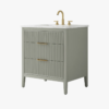 3 Soft Sage Reeded Bathroom Vanity with Brushed Gold Hardware