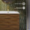 Contemporary Horizontal Slat Wood Bathroom Vanity with Integrated Sink