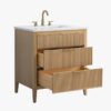 3 Coastal Fluted Oak Bathroom Vanity with Marble Top