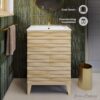 3 Handleless Slat Front Modern Light Wood Single Sink Vanity Cabinet