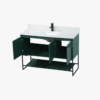 3 Emerald Green 3-Door Single Sink Vanity Cabinet with Matte Black Metal Frame