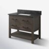 3 Rustic Gray Freestanding Single Sink Vanity with Open Towel Storage Shelf