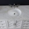 Freestanding White Single Sink Vanity with Decorative Cutout Cabinet Doors