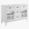 3 Traditional White Double Vanity with Integrated White Solid Surface Countertop