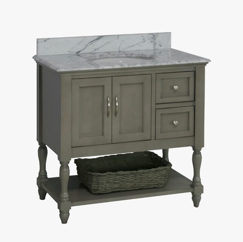 Gray Traditional Bathroom Vanity Cabinet for Guest & Master Bathrooms