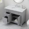 3 42" Modern Grey Wood Bathroom Vanity with Natural Marble Countertop
