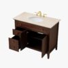 3 42" Classic Espresso Wood Bathroom Vanity with Natural Stone Countertop