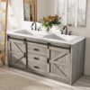 3 Rustic Grey Wood Double Vanity Cabinet with Storage Drawers
