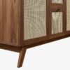 3 48 Inch Walnut Rattan Double Sink Mid-Century Bathroom Vanity with White Quartz Top