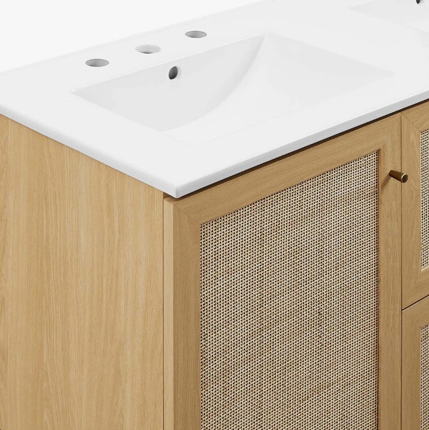 3 48" Coastal Rattan Double Bathroom Vanity for Master Bath Remodel