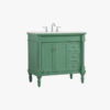 3 36 Inch Sage Green Traditional Single Sink Bathroom Vanity with White Quartz Top