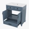 3 Modern Navy Blue Bathroom Vanity Cabinet with Soft Close Doors & Multi Drawer Storage