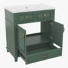 3 30" Farmhouse Sage Green Wood Vanity with Multi Storage for Small Guest Bathrooms
