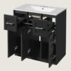 30" Black Vanity with White Sink & 9 Storage Drawers