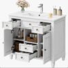 36" Traditional White Single Sink Vanity for Master & Guest Bathrooms