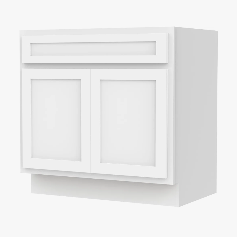 36" White Shaker Bathroom Vanity Cabinet Without Sink Top