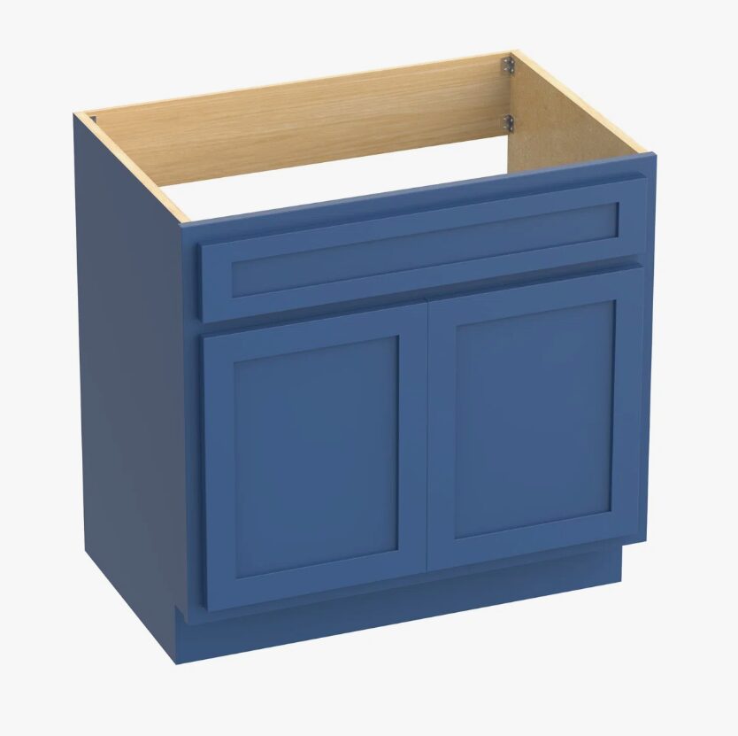 36 Inch Deep Blue Shaker Bathroom Storage Cabinet for Custom Countertop