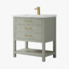 3 Minimalist Light Sage All-in-One Bathroom Vanity with Integrated Ceramic Sink