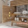 3 36 Inch 3D Fluted Wood Bathroom Vanity with Integrated White Sink Soft Close Doors