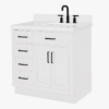 3 36 Inch White Shaker Single Sink Bathroom Vanity White Quartz Top Soft Close Drawers Matte Black Hardware