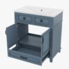3 Freestanding Traditional Blue Wood Bathroom Vanity with White Integrated Sink Top