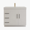 Minimalist Luxury White Vanity Cabinet with Double Interior Shelves for Contemporary Bathroom Remodel