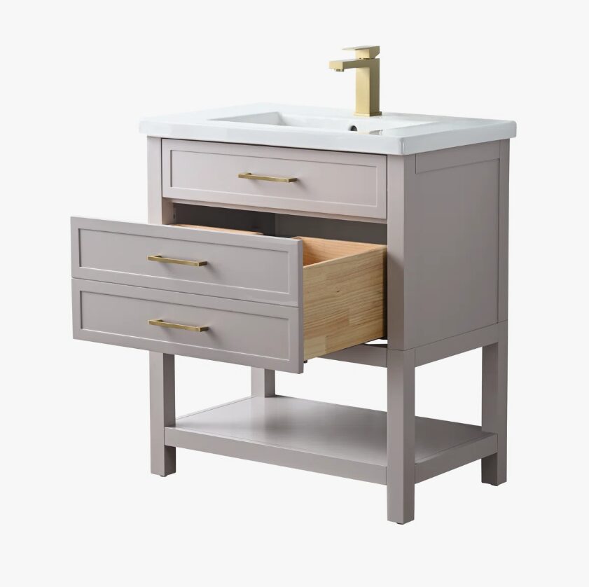 3 Compact Light Gray Single Sink Vanity for Small Guest Bathrooms
