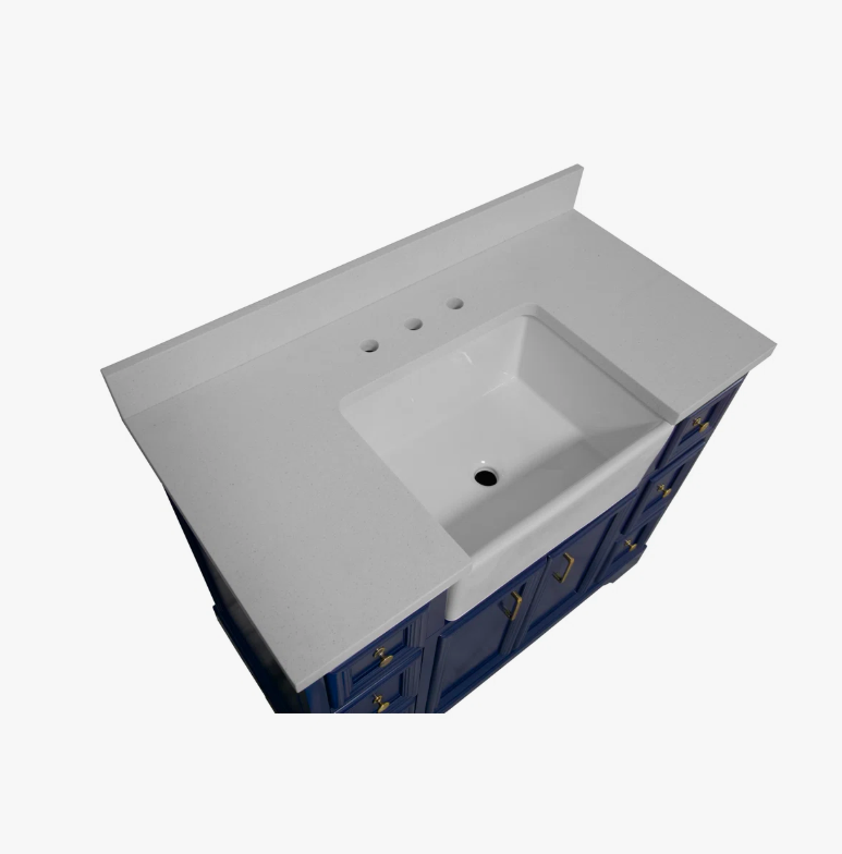 Luxury Transitional Navy Farmhouse Vanity for Traditional & Coastal Bathroom Renovation