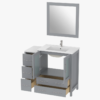 3 Freestanding Gray Vanity Combo with 5 Soft Close Drawers & Brushed Nickel Pull Handles
