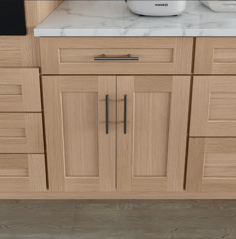 3 Freestanding Wood Grain Shaker Kitchen Base Cabinet, Moisture Resistant Storage Cabinet