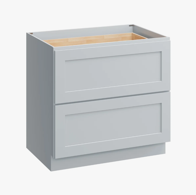 3 Modern Light Gray Double Drawer Shaker Base Cabinet for Kitchen Remodel & Custom Countertops