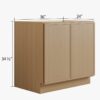 3 Freestanding Wood Grain Slab Kitchen Base Cabinet, Moisture Resistant Plywood Storage Cabinet