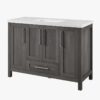 48" Solid Wood Grey Bathroom Vanity with Stone Top for Contemporary Master Bath Remodel