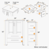 3 Modern Freestanding Double Vessel Sink Vanity Cabinet with Separated Storage Chest