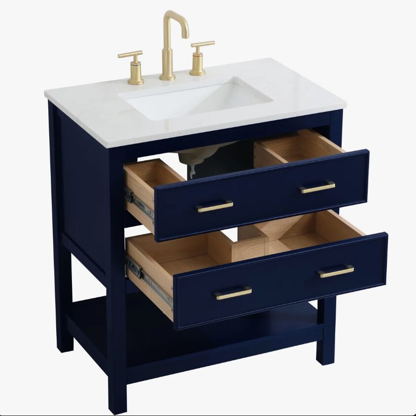3 Navy Modern Single Sink Bathroom Vanity Cabinet