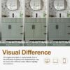 3 36" Sage Green Fluted Single Sink Bathroom Vanity Cabinet