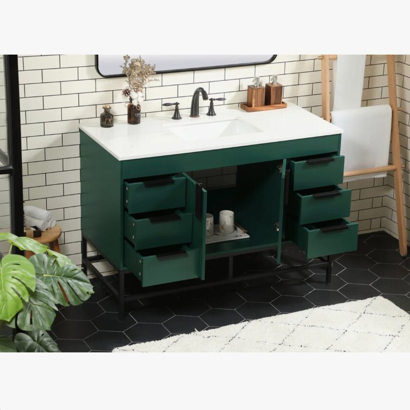 3 Modern Single Sink Emerald Green Bathroom Vanity Cabinet