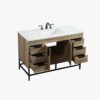48 Inch Rustic Oak Freestanding Bathroom Vanity with Matte Black Metal Frame