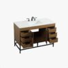 Mid-Century Modern Single Sink Walnut Bathroom Vanity Cabinet