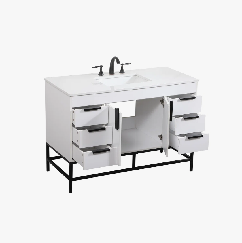 Modern Single Sink White Bathroom Vanity Cabinet