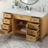 60 Inch Natural Pine Single Undermount Sink Bathroom Vanity, Carrara Marble Countertop & Matte Black Knobs