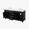 72 Inch Traditional Matte Black Double Sink Bathroom Vanity, Carrara Marble Countertop & Chrome Hardware