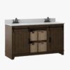 Dark Oak Double Sink Bathroom Vanity with Open Central Storage Space