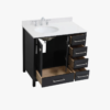 Modern Single Sink Black Bathroom Vanity Cabinet with Silver Hardware