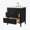 Modern Fluted Bathroom Vanity with Gold Handles & Marble Top